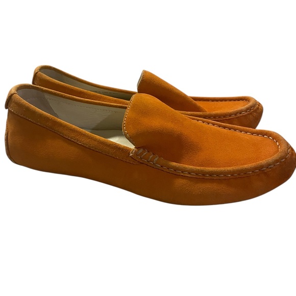 Cole Haan Other - Cole Haan Suede Slip On Loafers Vibrant Orange Size 11.5 Preppy Classic